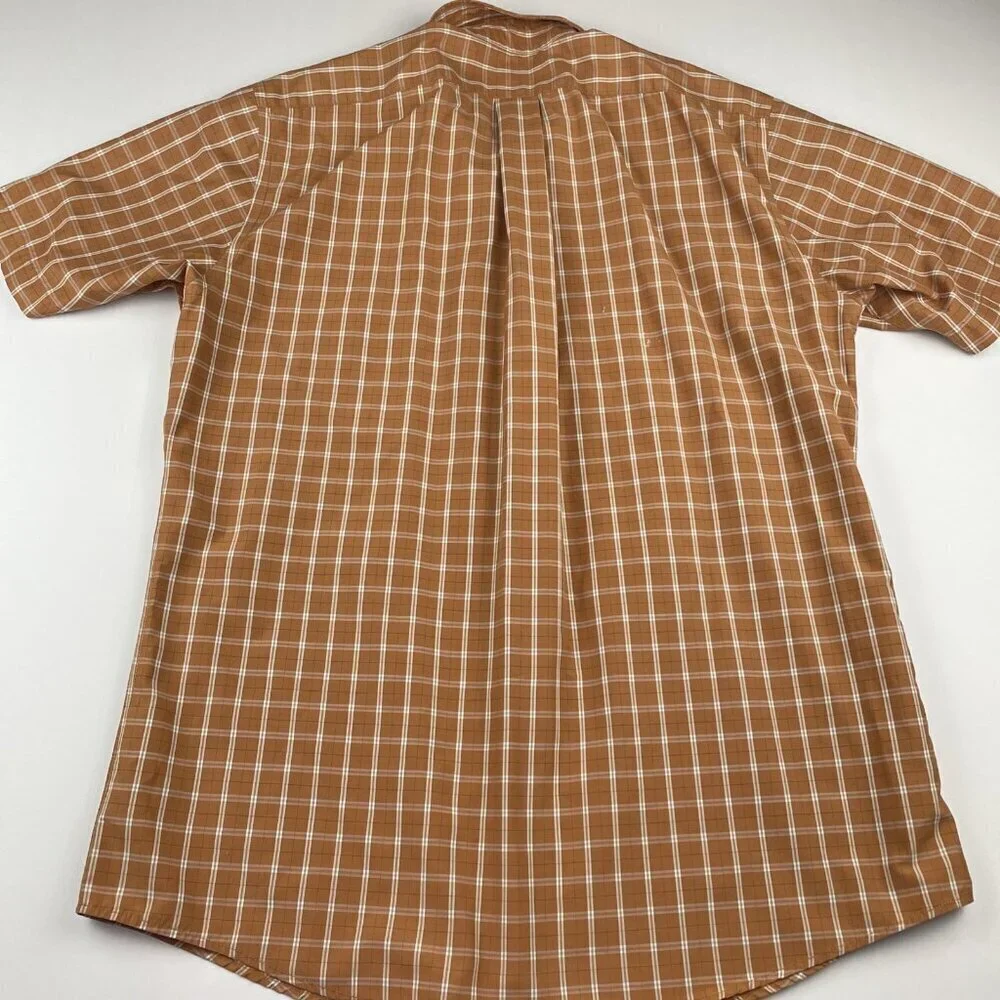 Eddie Bauer Button Up Shirt Men’s L Short Sleeve Check Cotton Blend Lightweight